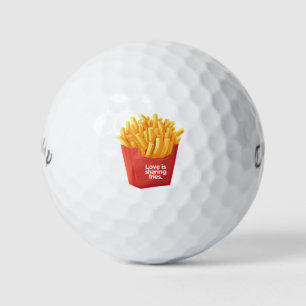 Liefde is frietjes delen. Romantisch lachcadeau Golfballen