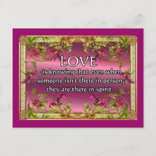 Liefde is.....gedicht op paarse rug met lijst briefkaart