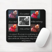 liefde is geduld , liefde is aardig voor bloemen m muismat (Met muis)