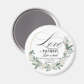 Liefde is geduldig - 1 Kor 13:4 Bloemenkrans Magneet (Voorkant / Achterkant)