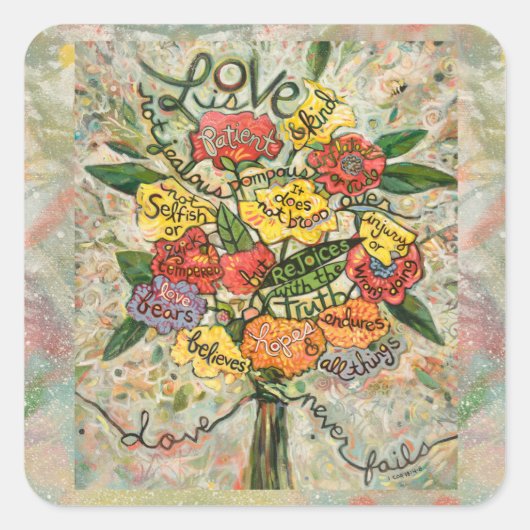 Liefde is geduldig, 1 Korintiërs 13:4-8 sticker (Voorkant)