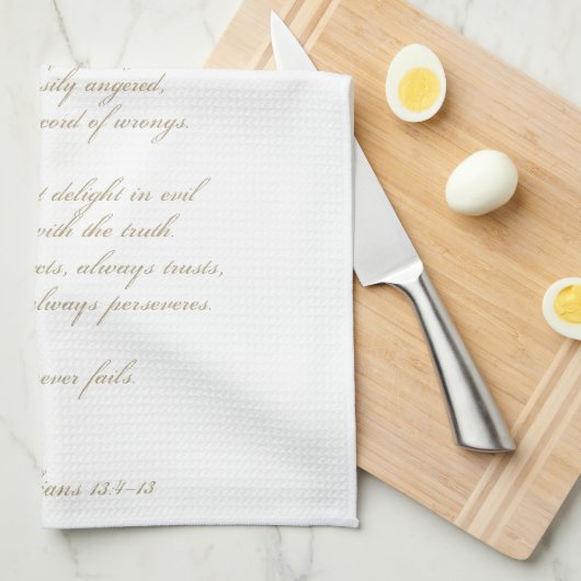 Liefde is geduldig | 1 Korintiërs 13 | Elegant ivo Theedoek (Quarter Fold)