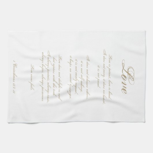 Liefde is geduldig | 1 Korintiërs 13 | Elegant ivo Theedoek (Horizontaal)