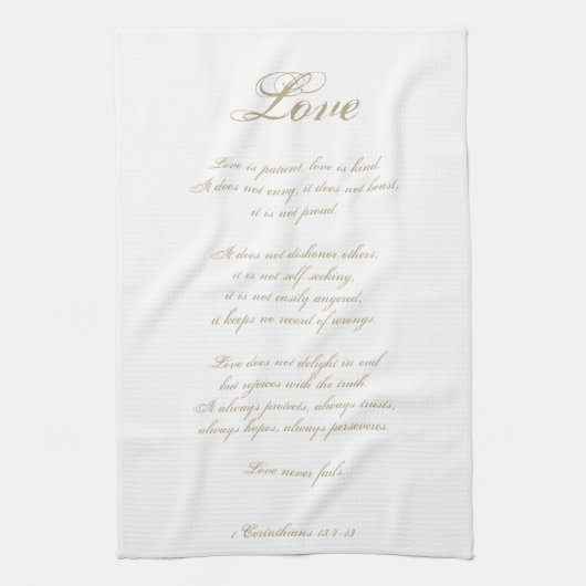 Liefde is geduldig | 1 Korintiërs 13 | Elegant ivo Theedoek (Verticaal)