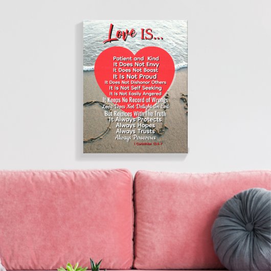 Liefde is geduldig - 1 Korintiërs 13 Trouw Canvas Afdruk (Insitu (Woonkamer))