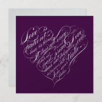 Liefde is geduldig... aubergine en zilver script h