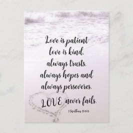 Liefde is Geduldig Bijbeltekst Oceaan Strand Bruil Briefkaart