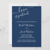 Liefde is Geduldig Blauw en Wit Schrift Uitstel