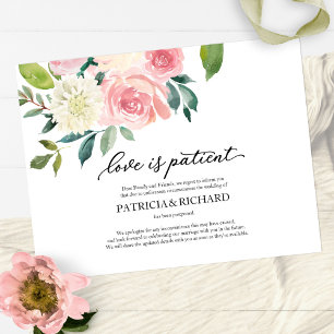 Liefde Is Geduldig Blush Bloemige Huwelijksuitstel Briefkaart