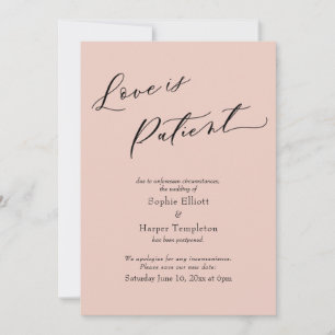 Liefde is Geduldig Blush Roze Uitgestelde Trouwkaa Kaart