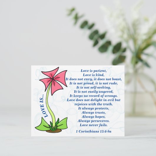 LIEFDE IS geduldig Briefkaart (Staand voorkant)