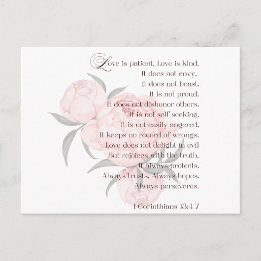 Liefde is geduldig - Briefkaart van de Schrift (Voorkant)