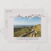 Liefde is geduldig bruiloft uitstel Mauve Briefkaart (Voorkant / Achterkant)