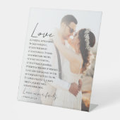 Liefde is geduldig Christelijke Bijbelse Fotobruil Reclamebord Met Voetstuk (Voorkant)