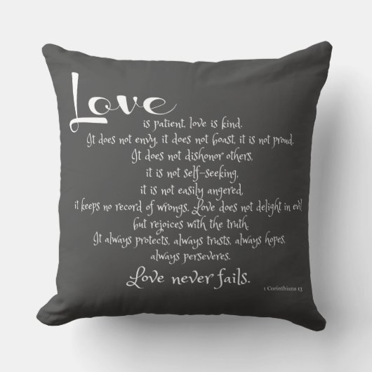 Liefde is Geduldig (Corinthiërs schriftuurvers) gr Kussen (Voorkant)
