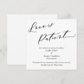 Liefde is geduldig eenvoudige uitgestelde bruiloft kaart (Voorkant / Achterkant)