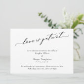 Liefde is Geduldig Elegante Uitgestelde Trouwkaart Kaart (Staand voorkant)