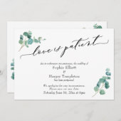 Liefde is Geduldig Eucalyptus Uitgestelde Trouwkaa Kaart (Voorkant / Achterkant)