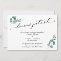 Liefde is Geduldig Eucalyptus Uitgestelde Trouwkaa