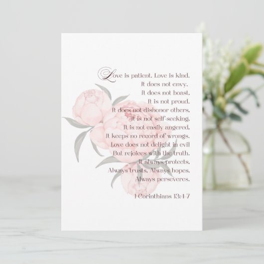 Liefde is geduldig – Floral Scripture Save the Dat Save The Date (Staand voorkant)