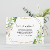 Liefde is Geduldig Groen Huwelijk Nieuwe Datum Kaart (Staand voorkant)