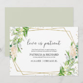 Liefde is Geduldig Groen Huwelijk Nieuwe Datum Kaart (Voorkant / Achterkant)