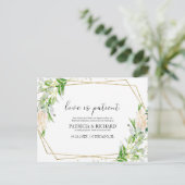 Liefde is geduldig groen New Date Wedding Briefkaart (Staand voorkant)