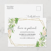 Liefde is geduldig groen New Date Wedding Briefkaart (Voorkant / Achterkant)