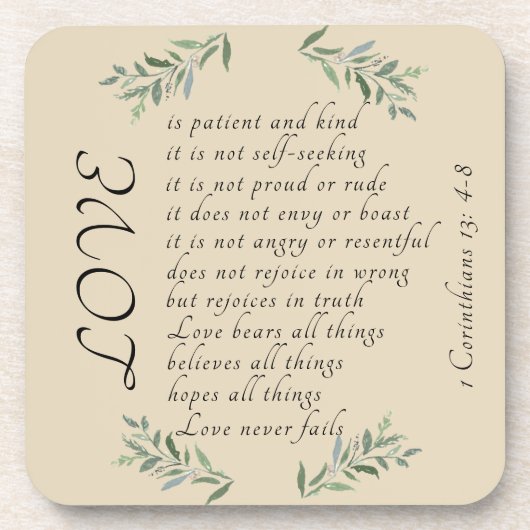 Liefde is geduldig hard plastic bier onderzetter (Voorkant)