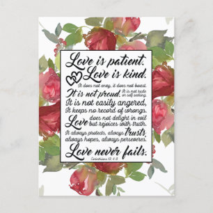 Liefde is Geduldig Huwelijks Felicitaties Bijbel Briefkaart