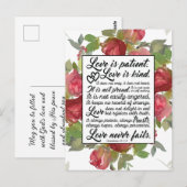 Liefde is Geduldig Huwelijks Gelukwensen Bijbel Briefkaart (Voorkant / Achterkant)