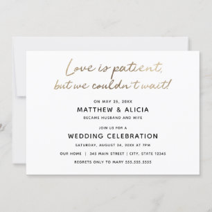 Liefde is geduldig Huwelijksaankondiging Ontvangst Kaart