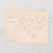 Liefde is geduldig. Licht goud kalligrafie hart. Kaart (Voorkant / Achterkant)