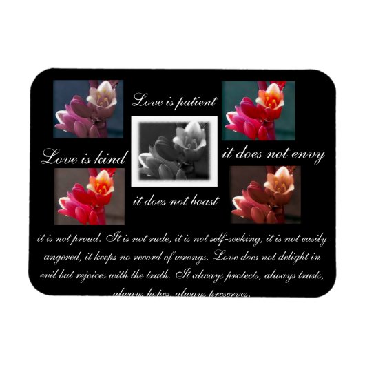 Liefde is geduldig, liefde is aardig floreel magneet (Horizontaal)