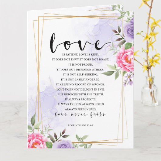 Liefde is geduldig, liefde is aardig kaart (Gele Bloem)