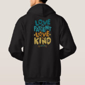 Liefde is geduldig, liefde is vriendelijk 1 Korint Hoodie (Achterkant)