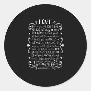Liefde is Geduldig Liefde is Vriendelijk Christeli Ronde Sticker