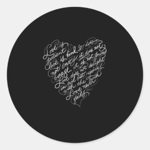 Liefde is Geduldig Liefde is Vriendelijk Christeli Ronde Sticker
