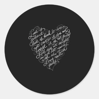 Liefde is Geduldig Liefde is Vriendelijk Christeli Ronde Sticker
