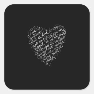 Liefde is Geduldig Liefde is Vriendelijk Christeli Vierkante Sticker