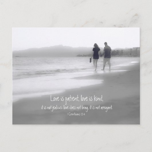 Liefde is Geduldig Liefde is Vriendelijk Cor 13:4 Briefkaart (Voorkant)