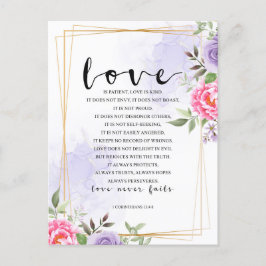 Liefde is geduldig, liefde is vriendelijk Postkaar Briefkaart