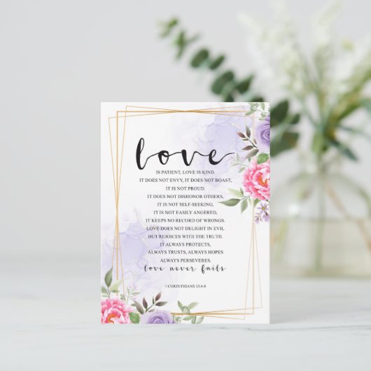 Liefde is geduldig, liefde is vriendelijk Postkaar Briefkaart (Staand voorkant)