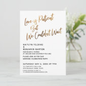 Liefde is Geduldig Maar We Konden Niet Wachten Gou Kaart (Staand voorkant)