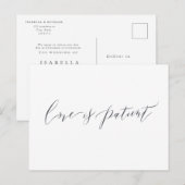 Liefde is geduldig minimalistisch huwelijksuitstel briefkaart (Voorkant / Achterkant)