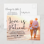 Liefde is geduldig Modern Zwart Script Foto Briefkaart (Voorkant / Achterkant)