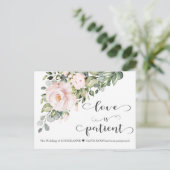 Liefde Is Geduldig Roze Bloemen Trouwdatum Verzet Briefkaart (Staand voorkant)