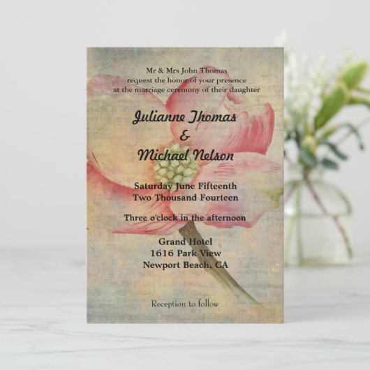 Liefde is geduldig roze dogwood bloemenbruiloft kaart (Staand voorkant)