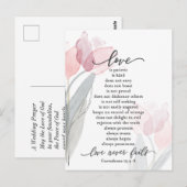Liefde is Geduldig Roze Tulpen Bijbel Bruiloft Briefkaart (Voorkant / Achterkant)