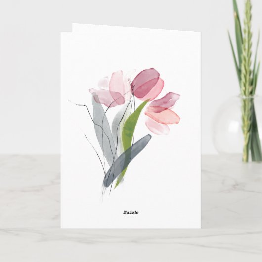 Liefde is Geduldig Roze Tulpen Bijbel Bruiloft Kaart (Achterkant)